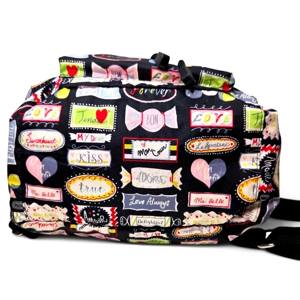 Lesportsac Edie Mini Back Pack Bag Candy‎ Wrapper Canvas Trim Boxy Body School